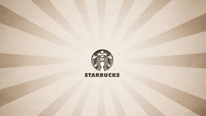 Starbucks 標誌在米色太陽光線背景上。