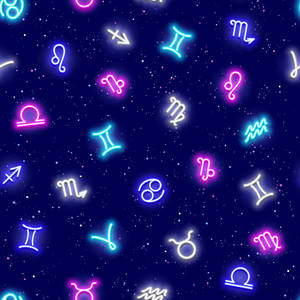 霓虹發光的星座在星光燦爛的夜空中漂浮。 — 星座 壁紙