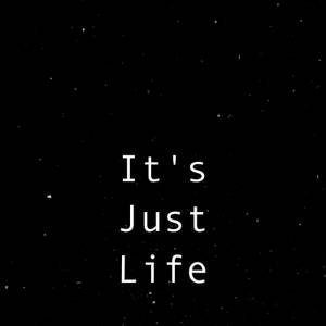 文字引用「It's Just Life」在佈滿細點的黑色背景上。