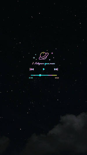 星空夜空上的霓虹音樂播放器 — 音樂美學 壁紙