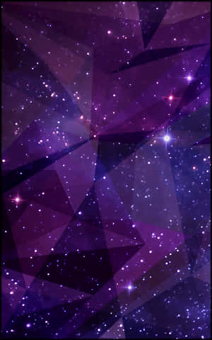 紫色幾何太空背景，帶有閃爍星星。