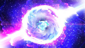 在深空中帶有發光能量的鮮豔宇宙漩渦。