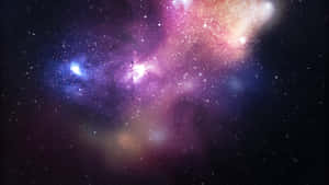 充滿活力的宇宙星雲，帶有粉紅色、紫色和藍色的雲和星星