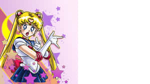 美少女戰士動畫角色穿著水手服，背景有星星和月亮。