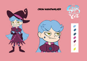 來自《星蝶公主》的角色 Crow Nightwalker 設計，附有調色板。