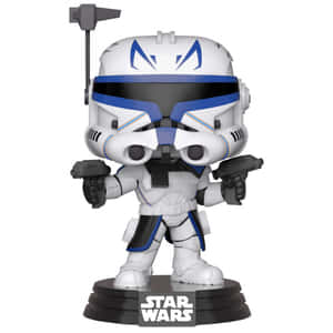 星際大戰複製人突擊兵 Funko Pop 人偶在底座上手持爆能槍。