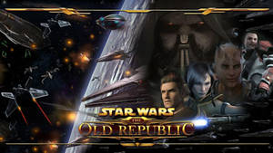 Star Wars The Old Republic 遊戲封面，包含太空戰鬥和角色。