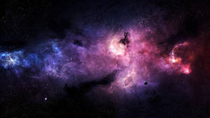 深空中帶有星星和一顆小行星的彩色星雲。