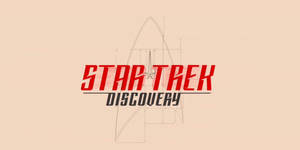 Star Trek Discovery標誌，文字後方有星艦的技術圖紙。 — 星際迷航 壁紙