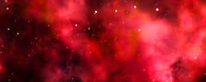 紅色宇宙星雲，帶有發光的雲團和散落的星星。 — 太空 壁紙