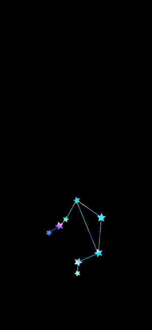 一個色彩繽紛的星座在黑色天空中發光。 — Galaxy Note 壁紙