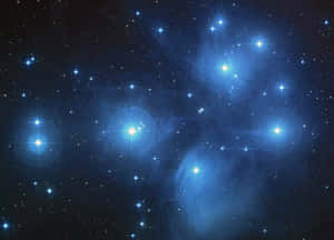 昴宿星團在深空中閃耀，帶有藍色星雲和明亮恆星。 — 太空 壁紙