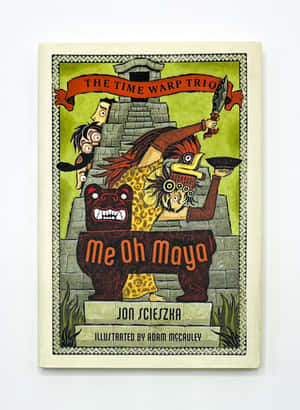 《Me Oh Maya》一書的封面，帶有插圖瑪雅金字塔和角色。