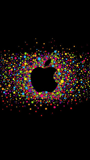 由彩色點在黑色背景上形成的Apple標誌
