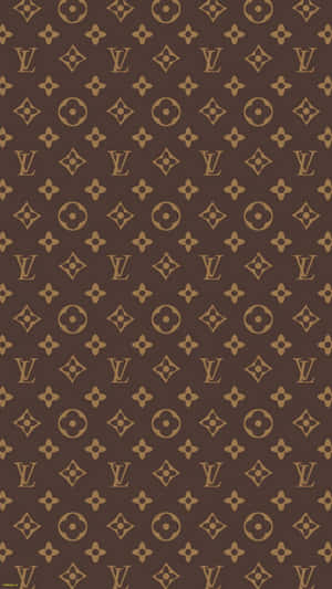 棕色和金色 Louis Vuitton 字母組合圖案牆紙 — 路易威登 壁紙