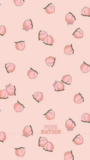 帶有「Pink Nation」文字的粉紅色蜜桃圖案牆紙。