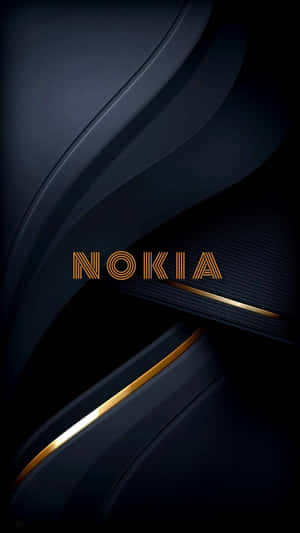深藍色抽象背景，帶有金色點綴和Nokia標誌。 — Nokia 壁紙