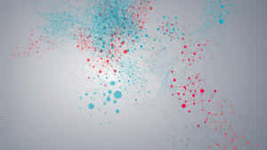 帶有紅色和藍色點和線條的抽象數位網絡圖案。