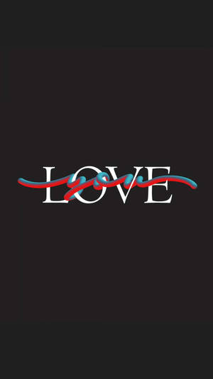 黑色背景上帶有紅色和藍色絲帶設計的「LOVE」字樣