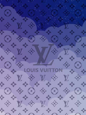 紫色天空，雲層和 Louis Vuitton 字母圖案，在繁星點點的夜空下。