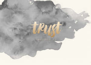 金色字體嘅「trust」喺灰色水彩背景上，附有箴言3章5節經文。