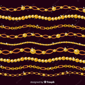 金色鏈條和珍珠串在深酒紅色背景上閃爍著光芒。 — 金色美學 GIF 壁紙