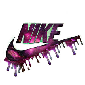 帶有銀河圖案和滴落油漆效果的Nike標誌。