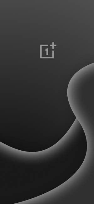 帶有彎曲漸變和 OnePlus 標誌的深色抽象牆紙