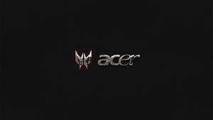 Acer 遊戲標誌在黑色皮革紋理上發出紅色光芒。