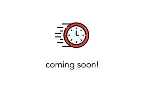 一個紅色輪廓時鐘，帶有向後飛行的運動線條，並帶有coming soon文字。 — 時鐘 壁紙