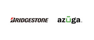 白色背景上的 Bridgestone 和 azuga 標誌