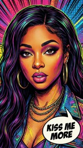 Doja Cat 以普普藝術漫畫風格呈現，附有對話氣泡