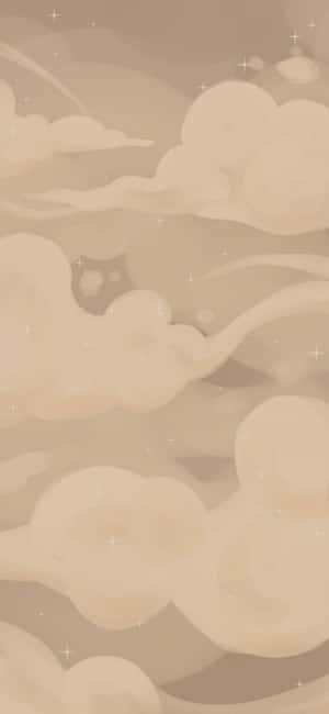 米色雲朵在星空中漂浮，帶有柔和閃爍的光芒。 — 藍天 壁紙