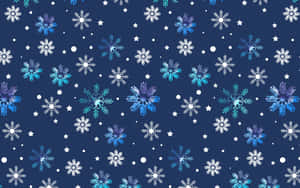 深藍色背景上的藍色和白色雪花和星星。 — 雪花 壁紙