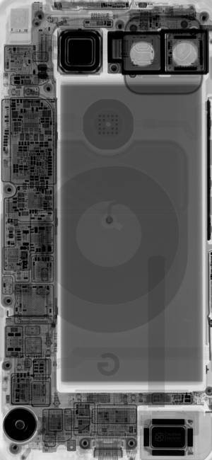 X光掃描顯示手機內部電路和電池。 — Galaxy S26 Ultra 壁紙