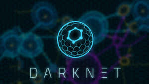 六角網格背景上的霓虹藍色 darknet 標誌。