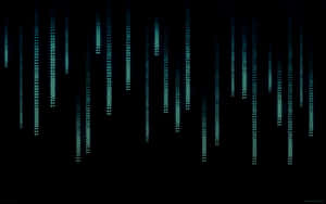 在黑暗數位空間中漂浮的發光二進制代碼流。