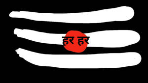 帶有紅色圓圈和印地語文字的抽象黑白圖形。