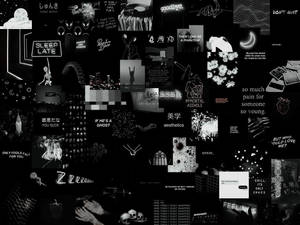 黑白emo美學拼貼，包含文字語錄和塗鴉。 — 美學電腦 壁紙