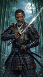 曉·費曼化身武士，置身月光下的竹林之中。 — 鄉下地方 壁紙