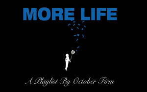 白色剪影手持蒲公英釋放藍色種子，文字 MORE LIFE