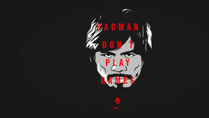 一個男人臉部的圖形，帶有紅色文字「PACMAN DON'T PLAY GAMES」和一個Nike標誌。