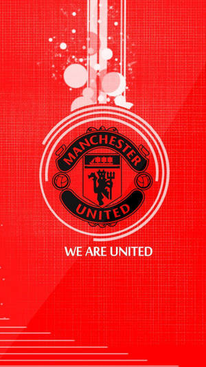 曼聯足球會標誌，附有「We Are United」口號，紅色背景。