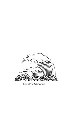極簡線條藝術波浪，附有「Look For Adventure」文字