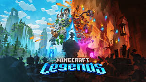 Minecraft Legends 像素藝術戰鬥場景，英雄和怪物在森林和廢墟環境中戰鬥。