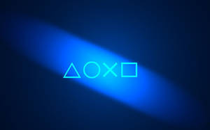 在深色背景上發出藍光的PlayStation控制器符號