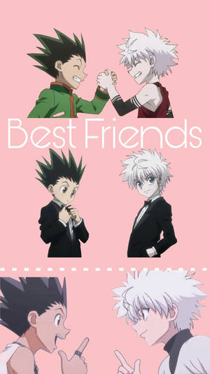 兩個穿著西裝和休閒裝的動畫男孩分享快樂時刻，並帶有「Best Friends」文字。