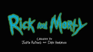 Rick and Morty 動畫節目標題標誌，黑色背景上帶發光青綠色文字。