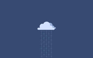 雲端圖示在藍色背景上滴落二進位代碼