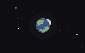 地球與月亮和星星在太空